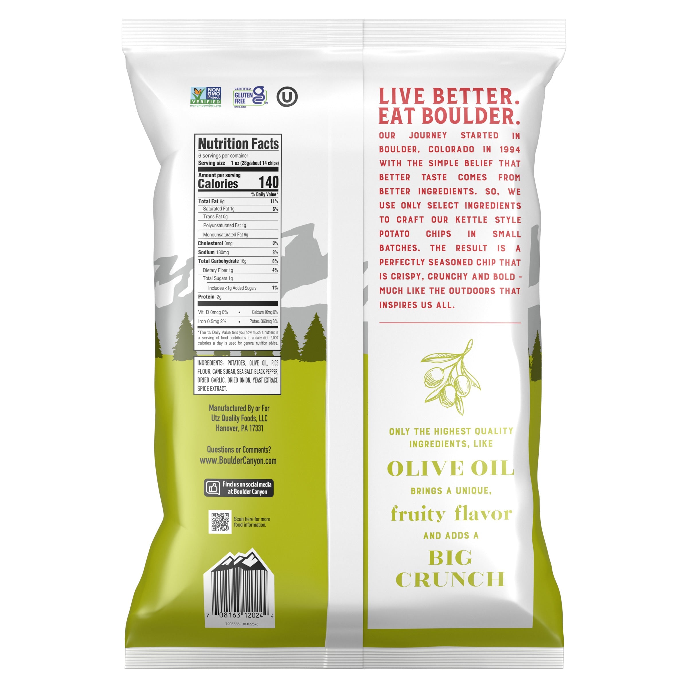Boulder Canyon Kettle Potato Chips Olive Oil Sea Salt & Cracked Pepper