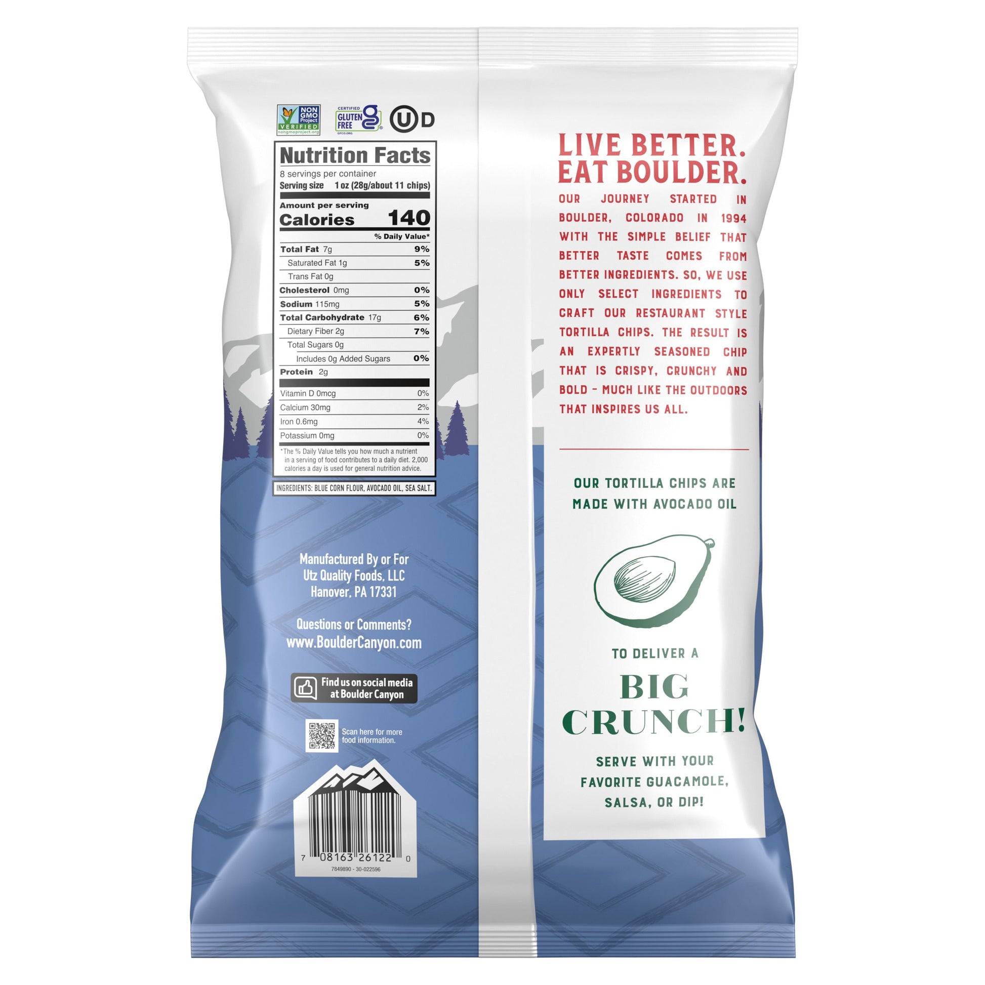 Boulder Canyon Avocado Oil Blue Corn Tortilla Chips