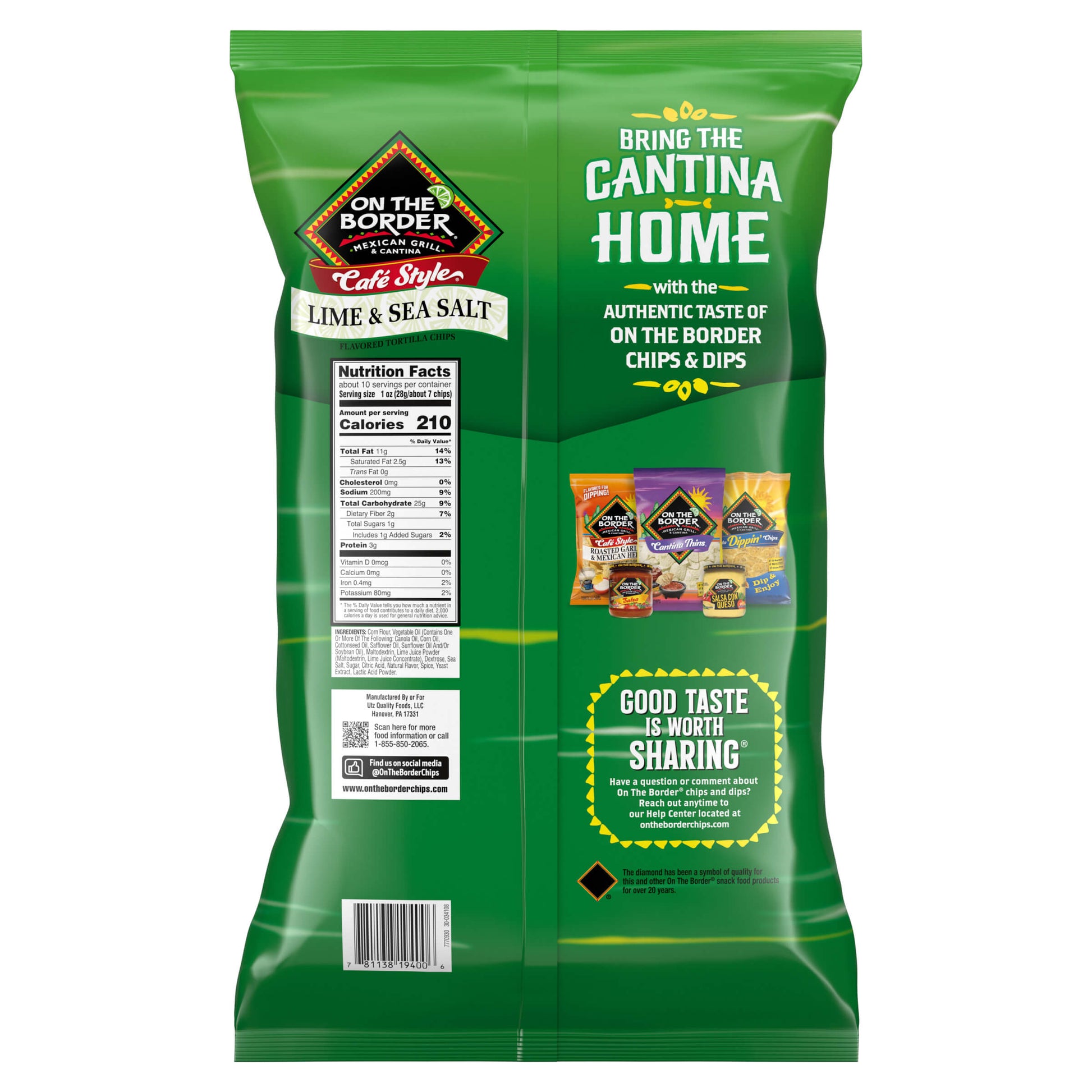 On The Border Cafe Style Lime & Sea Salt Tortilla Chips