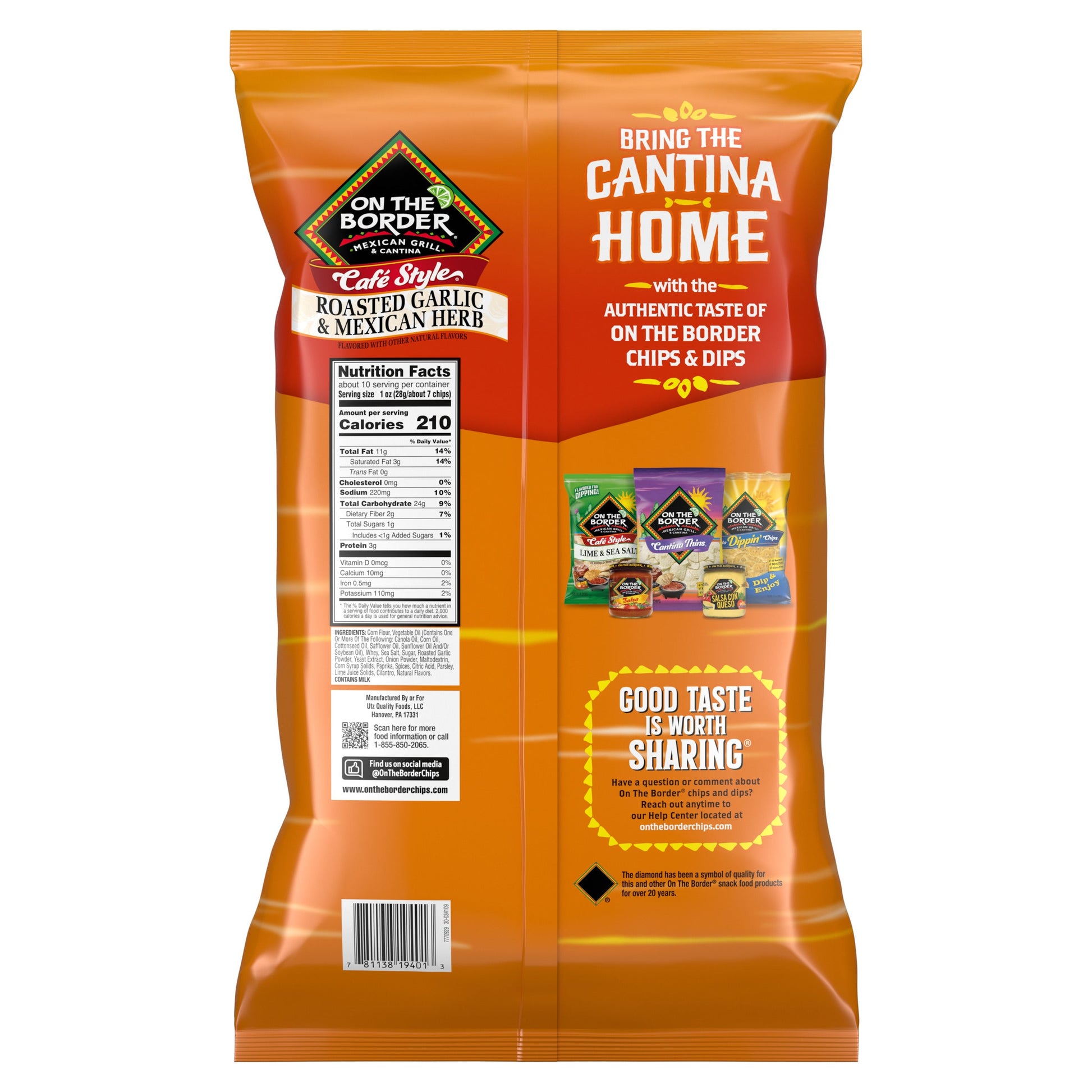 On The Border Roasted Garlic & Mexican Herb Tortilla Chips