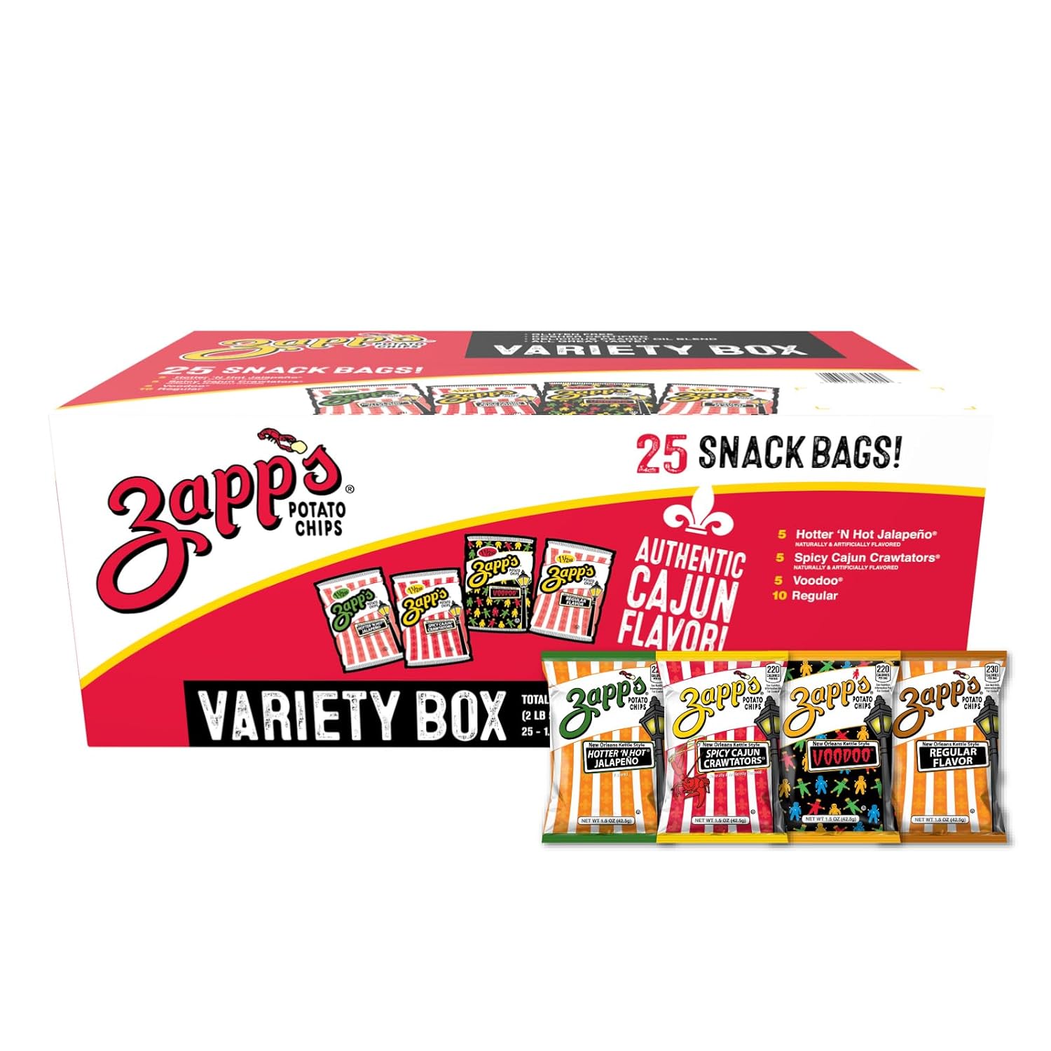 Zapp's Kettle Style Chip Variety Box 1.5 oz. 25 count