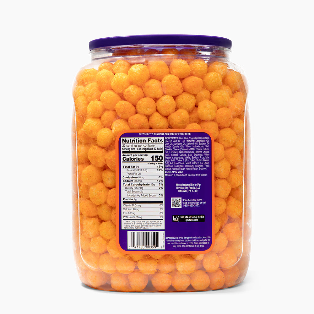 Utz Cheddar Cheese Balls Barrel