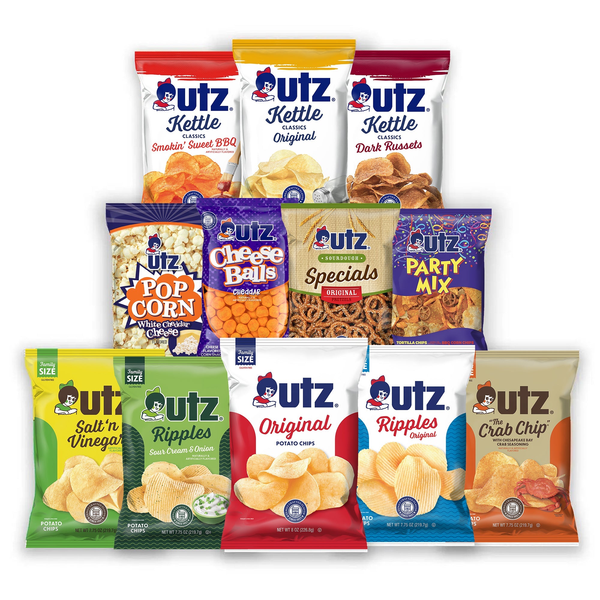 Utz Get to Know Utz Variety Pack, 12 Family Sized Bags of Utz Favorites